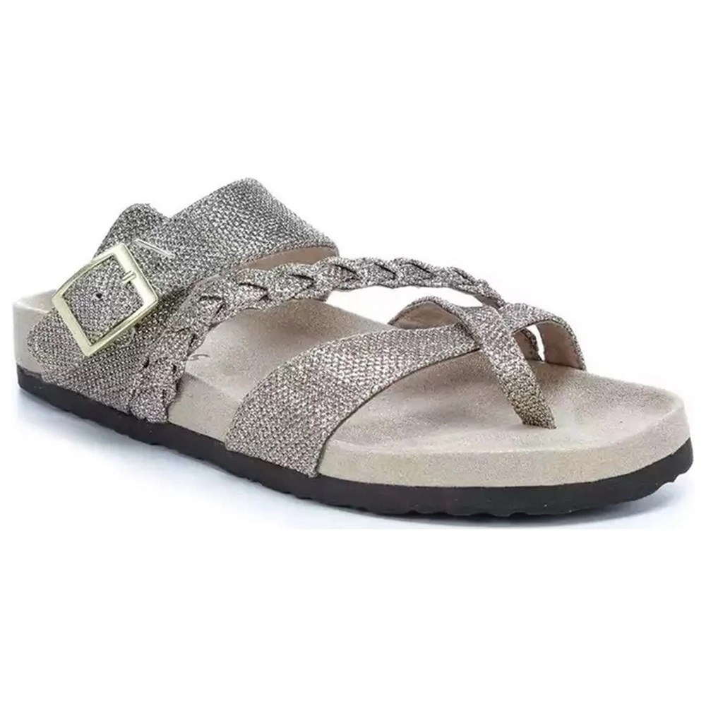 White Mountain Metallic Taupe Braided Strap Sandal